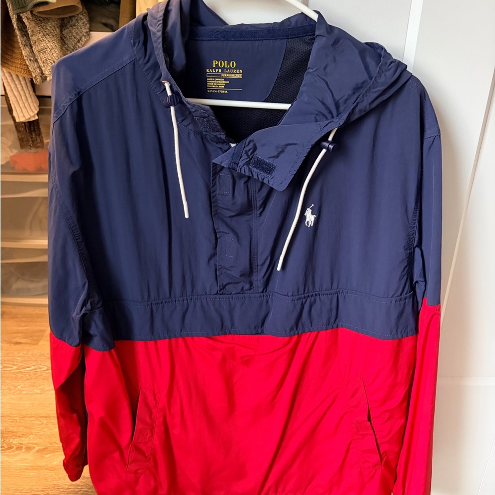 Polo by Ralph Lauren Men's Navy and Red Quarter-zip Jacket